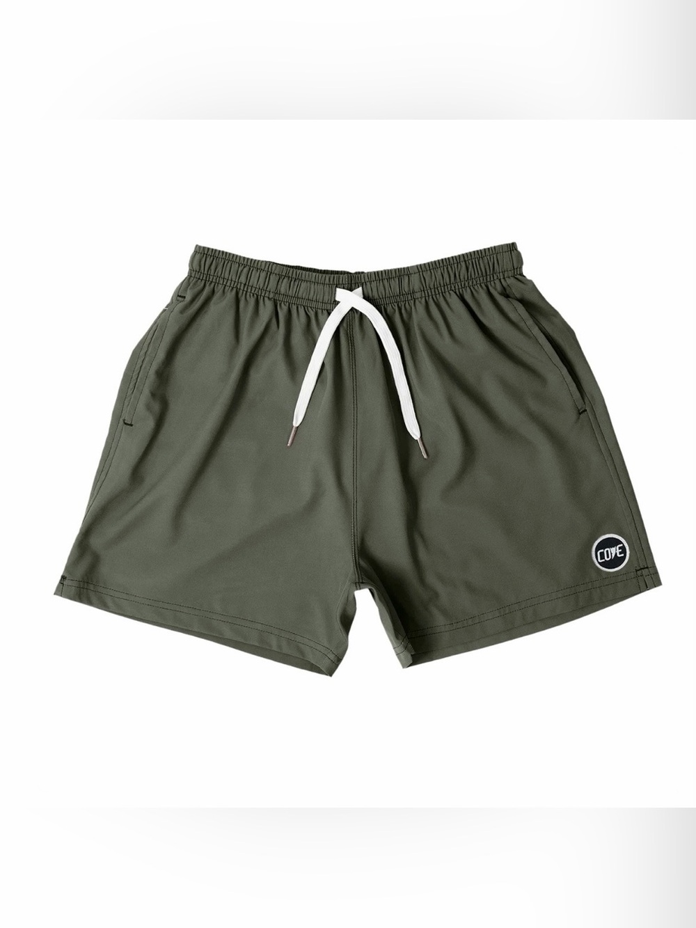 COVE Hybrid Shorts 5" Inseam Stretch Shorts with Zip Pockets in Olive NWOT